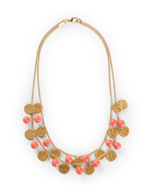 Gold and Coral Drop Necklace