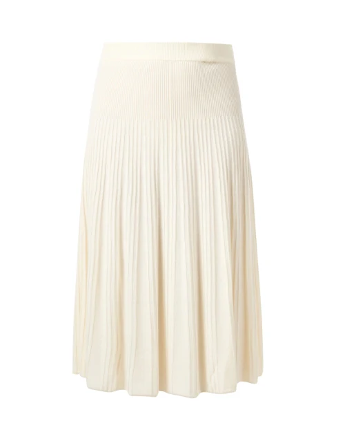 Ivory Pleated Wool Skirt