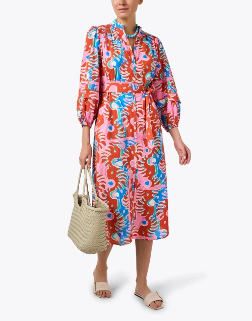 Cathy Red Multi Print Cotton Dress