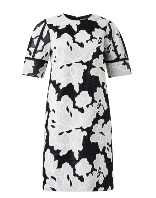 Black and White Floral Embroidered Dress