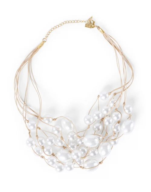 Pearl Cluster and Leather Necklace