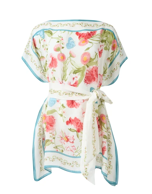 Pamela Ivory Floral Print Silk Tunic Top