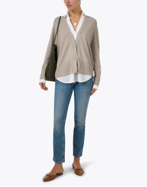 Callie Taupe Wool Cashmere Looker Sweater