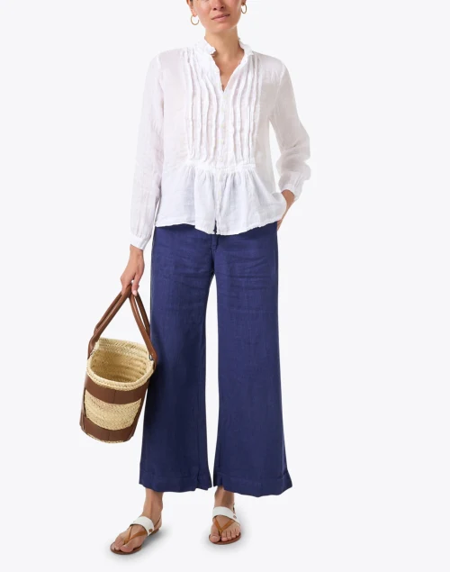 Claudine White Linen Top