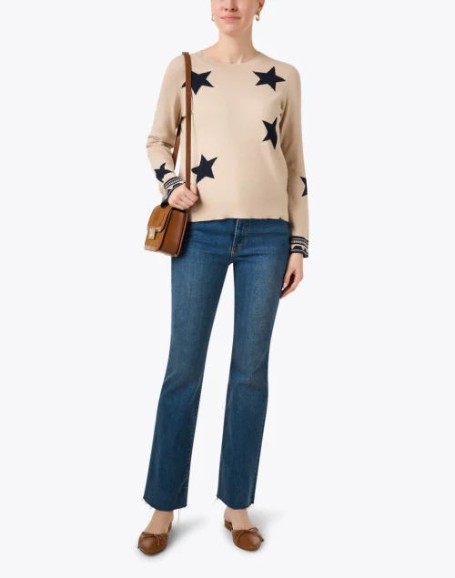 Beige and Navy Star Sweater