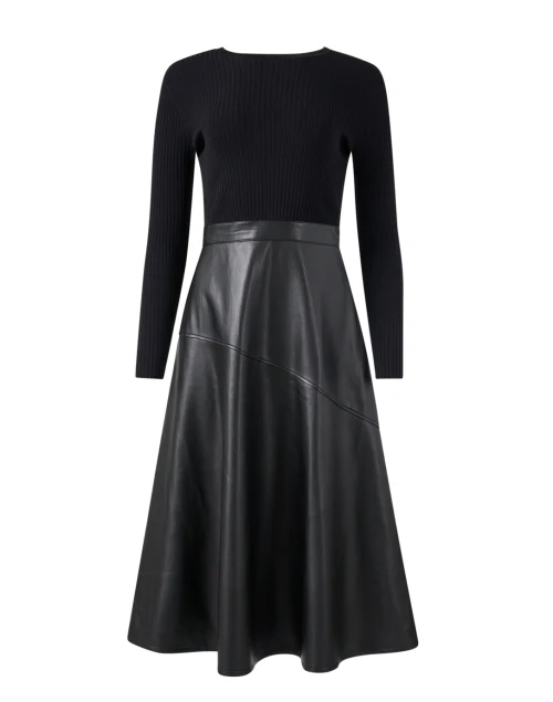 Lonnie Black Knit Leather Dress