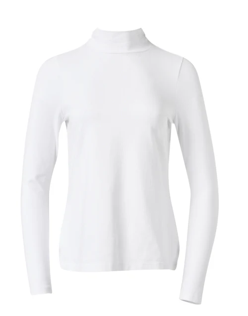 White Pima Cotton Mock Neck Top
