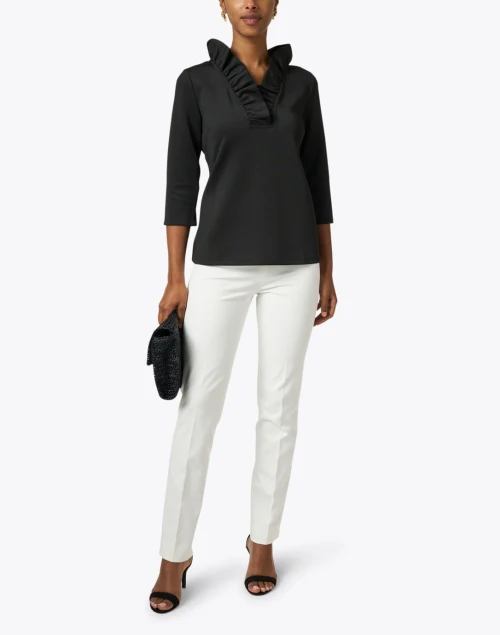 Black Ruffle Neck Top