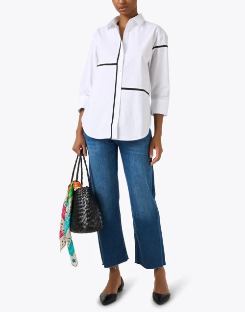 Halsey White Contrast Trim Top