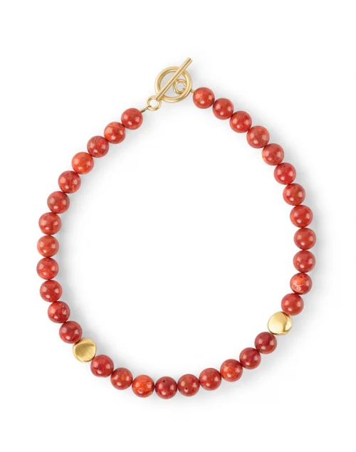 Coral and Gold Nugget Beaded Necklace