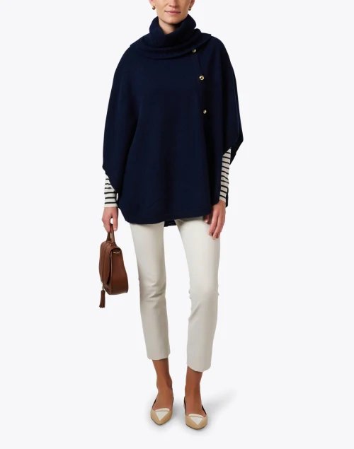 Saratoga Navy Cashmere Poncho