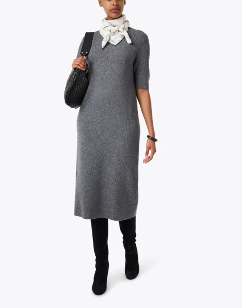 Steel Grey Wool Cashmere Knit Dress