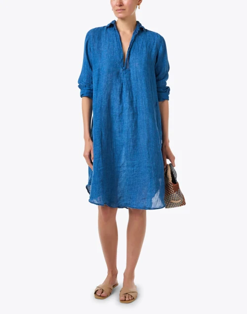 Lara Blue Linen Dress