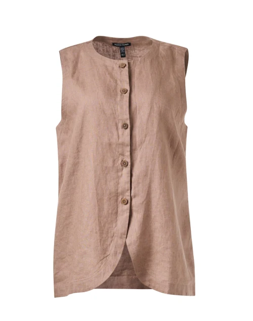 Taupe Linen Vest Top
