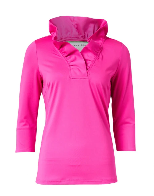Pink Ruffle Neck Top