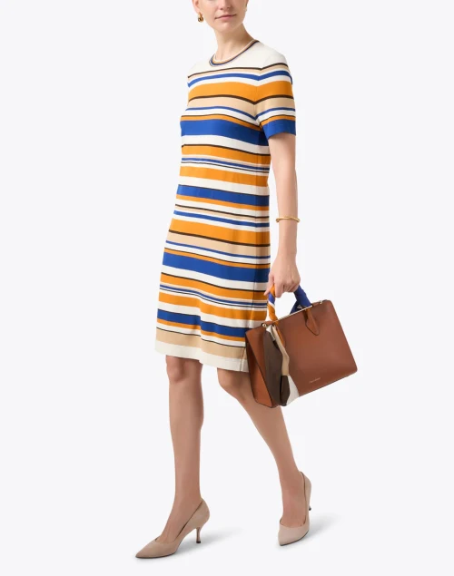 Blue and Orange Striped Dress