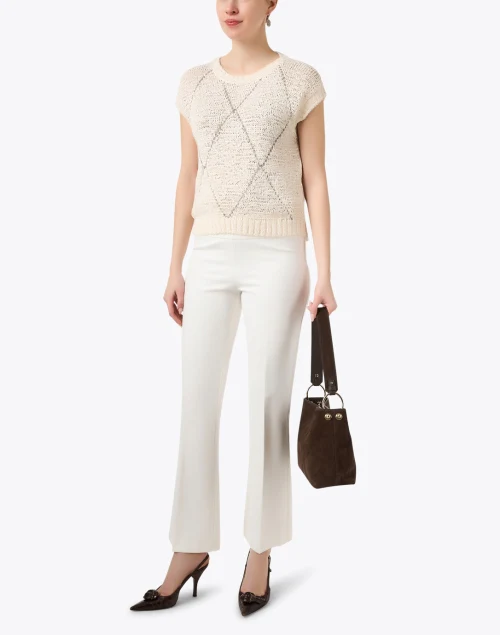 Avorio Beige Diamond Knit Top