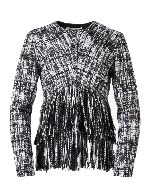 Black and White Tweed Fringe Jacket