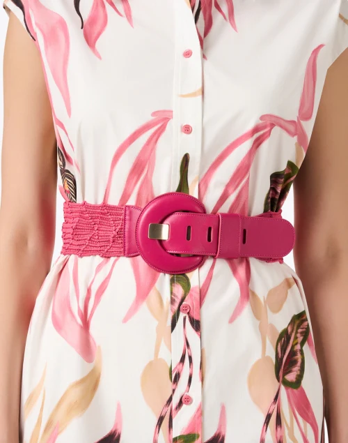 Oprah Pink Woven Cotton and Leather Belt