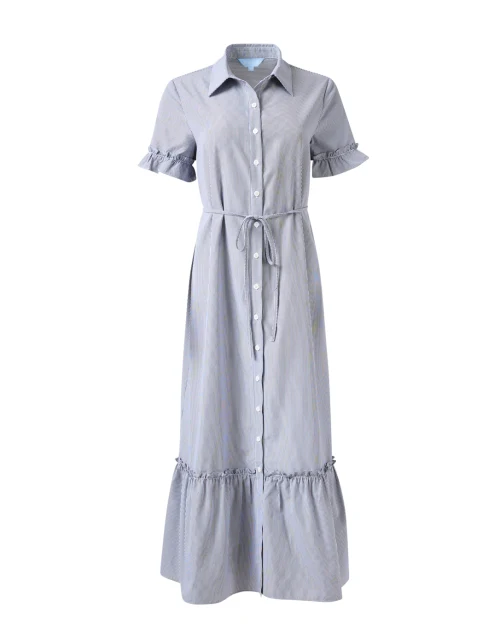 Carly Navy and White Striped Shirt Dress