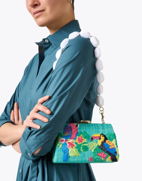 Candice Turquoise Embroidered Clutch