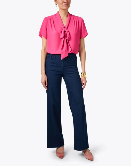 Mona Pink Tie Neck Blouse