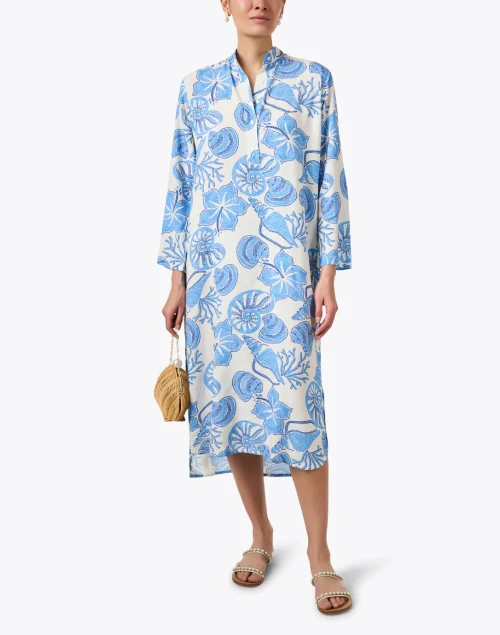 Traveler Blue Hibiscus Print Dress