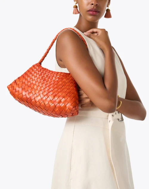 Rosanna Orange Woven Leather Shoulder Bag