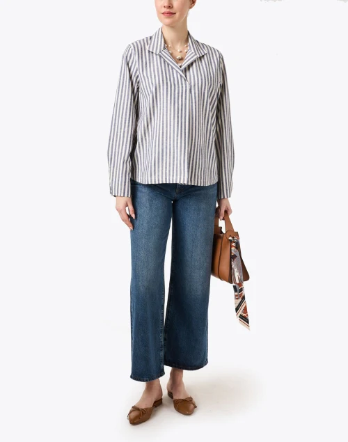 Noa Blue and White Stripe Top