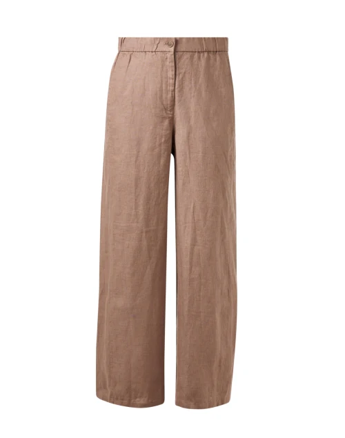 Taupe Linen Wide Leg Ankle Pant