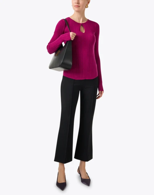 Charlene Magenta Keyhole Knit Top