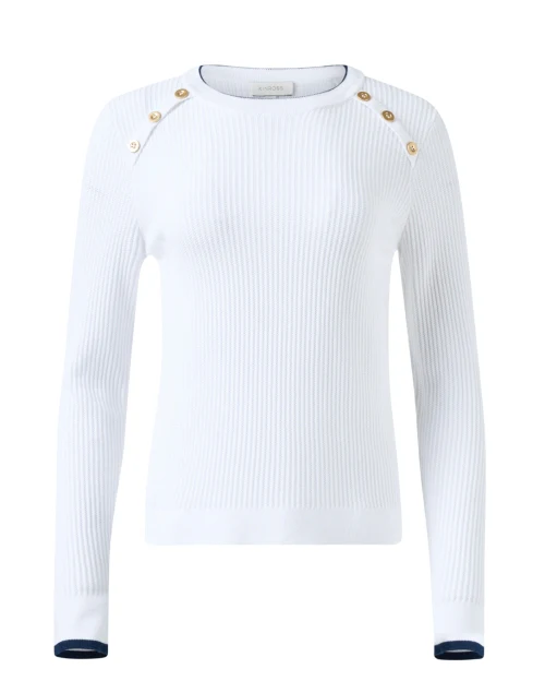 White Cotton Button Detail Sweater