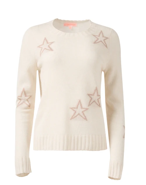 Beige Star Print Cashmere Sweater