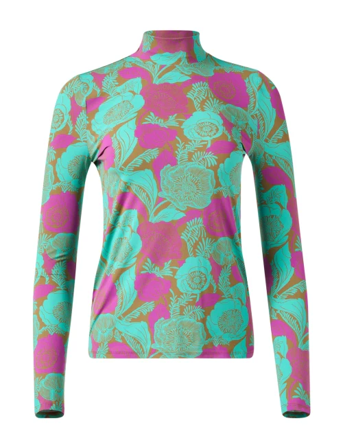 Multi Floral Turtleneck Top