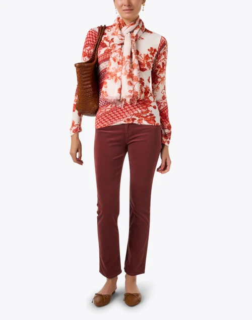 Red Floral Print Sweater