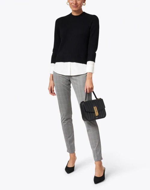 Eton Black Wool Cashmere Sweater with White Underlayer