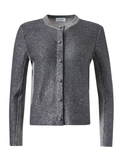 Grey Sequin Knit Cardigan