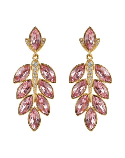 Gold and Pink Crystal Drop Earrings