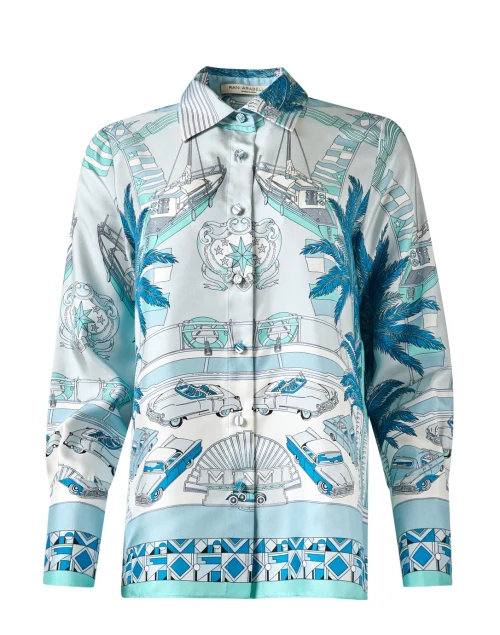 Miami Blue Print Silk Shirt