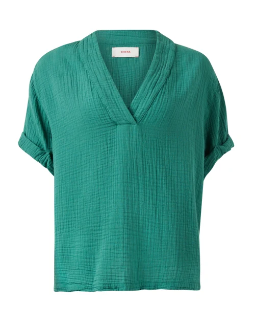 Avery Green Cotton V-Neck Top