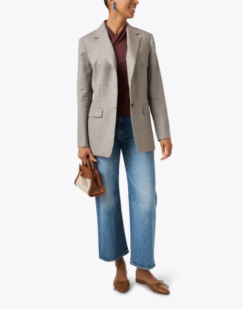 Burgos Grey Plaid Wool Blazer