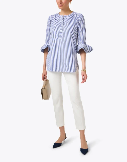 Wren Blue and White Stripe Cotton Shirt