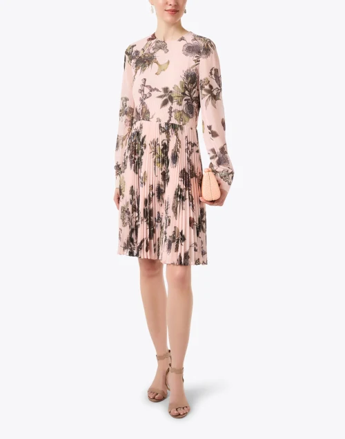 Pink Print Pleated Dress