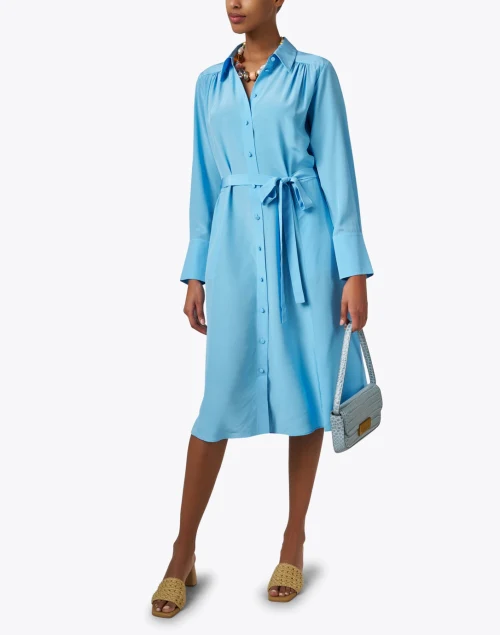 Diane Blue Silk Shirt Dress