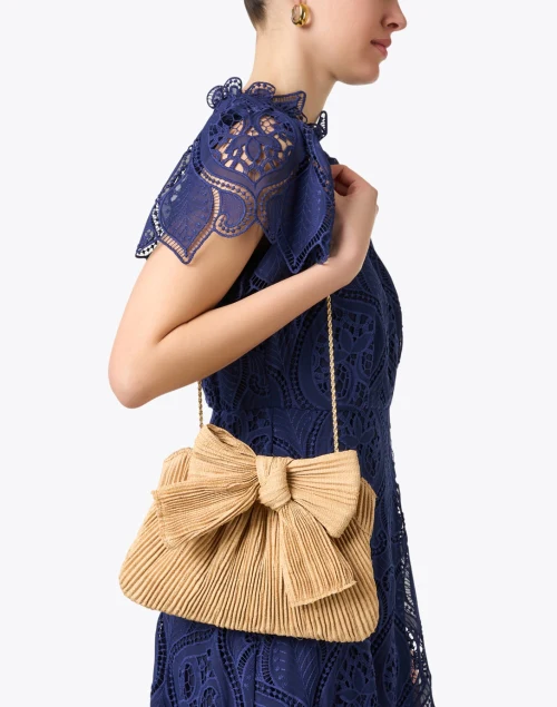 Rayne Pleated Straw Bow Clutch