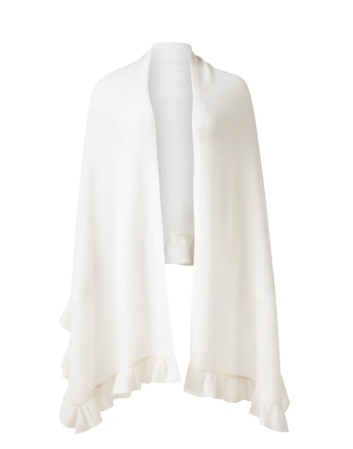 White Cashmere Ruffle Trim Wrap