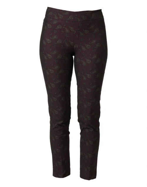 Pars Burgundy Paisley Stretch Pull On Pant