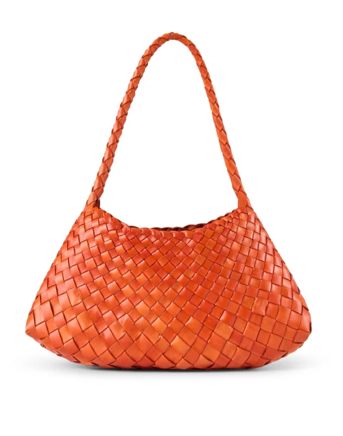 Rosanna Orange Woven Leather Shoulder Bag