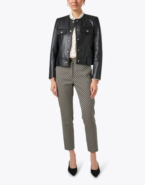 Black and Tan Jacquard Stretch Pant