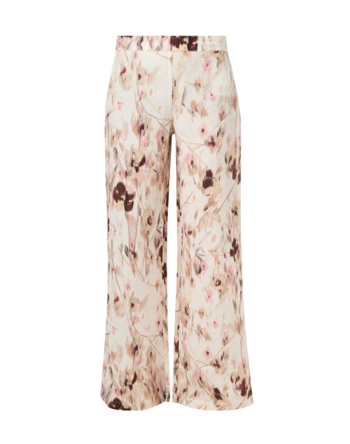 Pink Print Wide Leg Linen Pant
